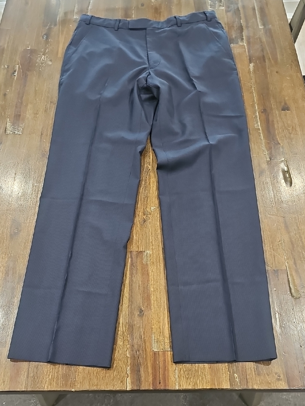 Valentino Navy Houndstooth Plaid Wool Dress Pant